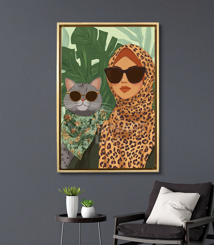 Tableau Charming Pair en mise en situation salon moderne gris Massinart