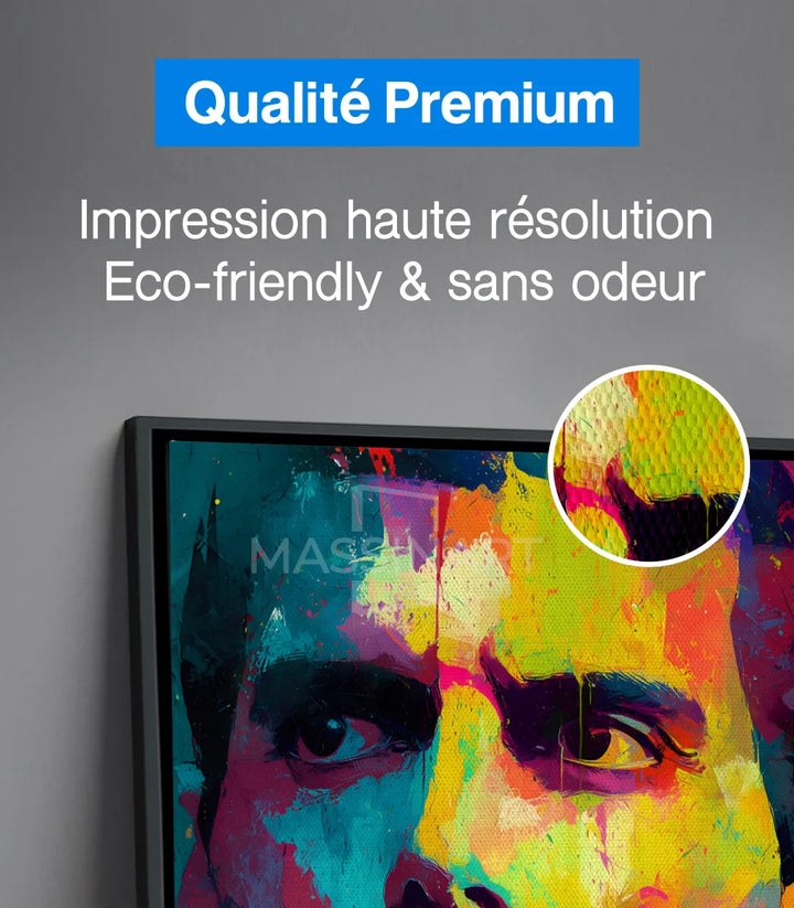 Tableau figuratif pop art couleurs éclatantes — mise en situation intérieur — Massinart