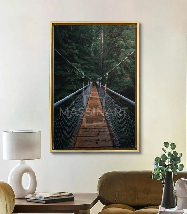Tableau Mystic Bridge en mise en situation salon moderne — décoration murale paysage nature Massinart