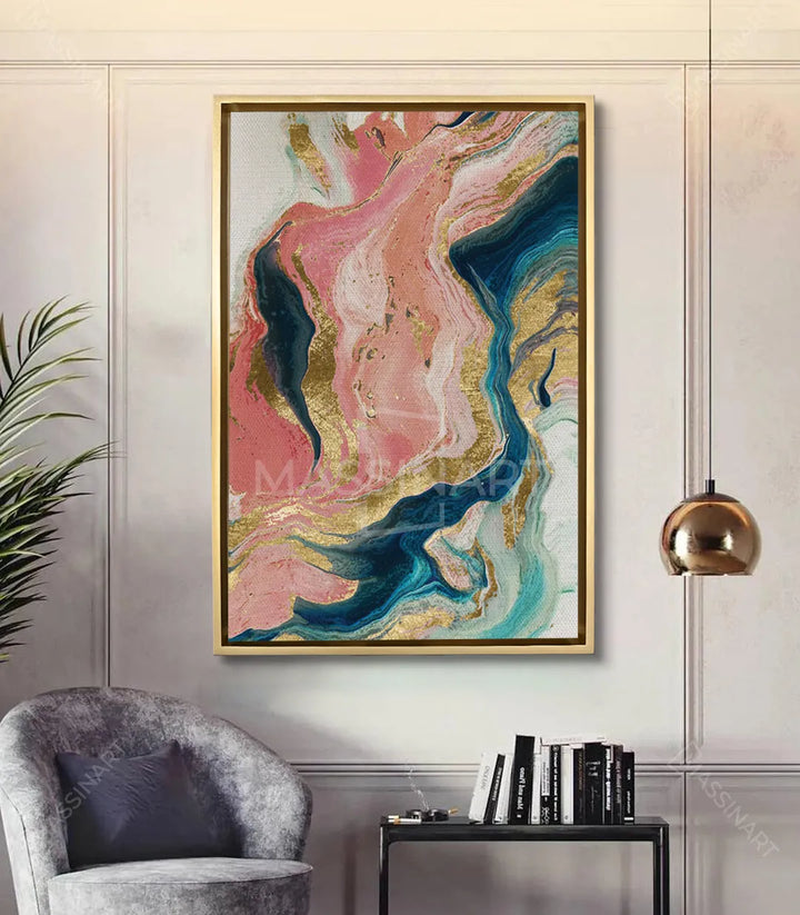 Mise en situation salon moderne tableau abstrait Massinart