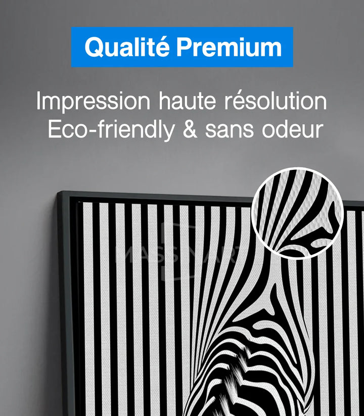 Mise en scène bureau design — Tableau zèbre noir blanc Massinart