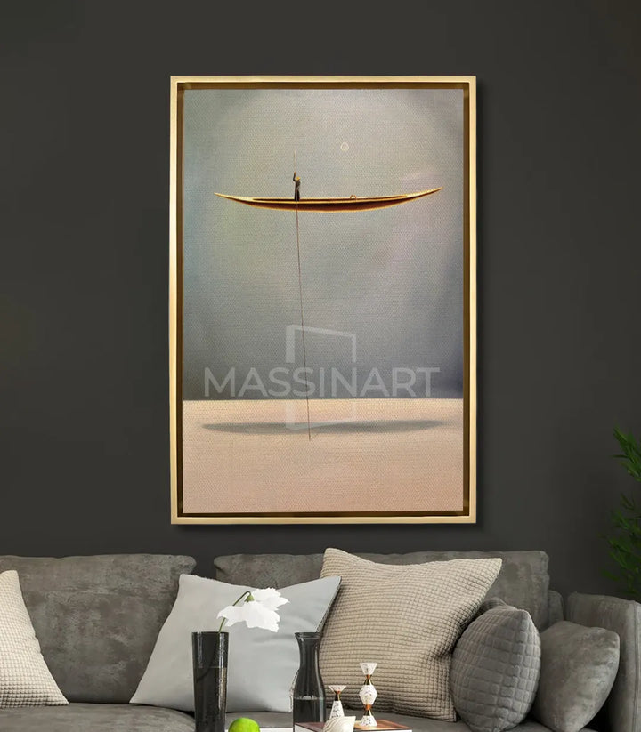 Mise en situation salon moderne tableau bateau flottant — Massinart
