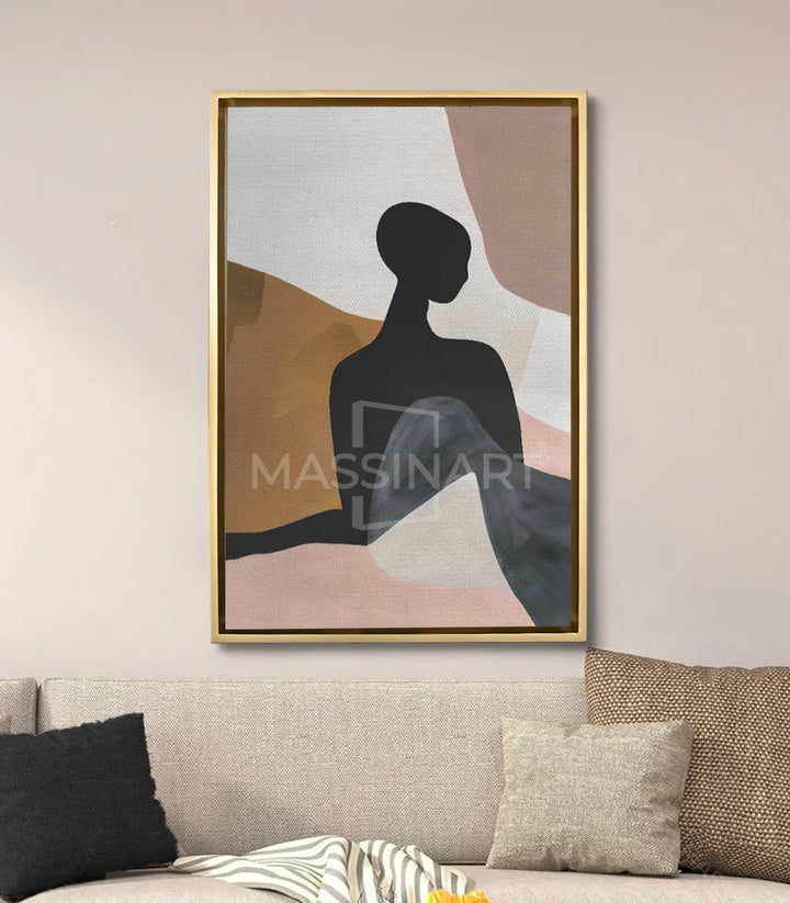 Mise en situation salon moderne décoration murale silhouette femme minimaliste Massinart
