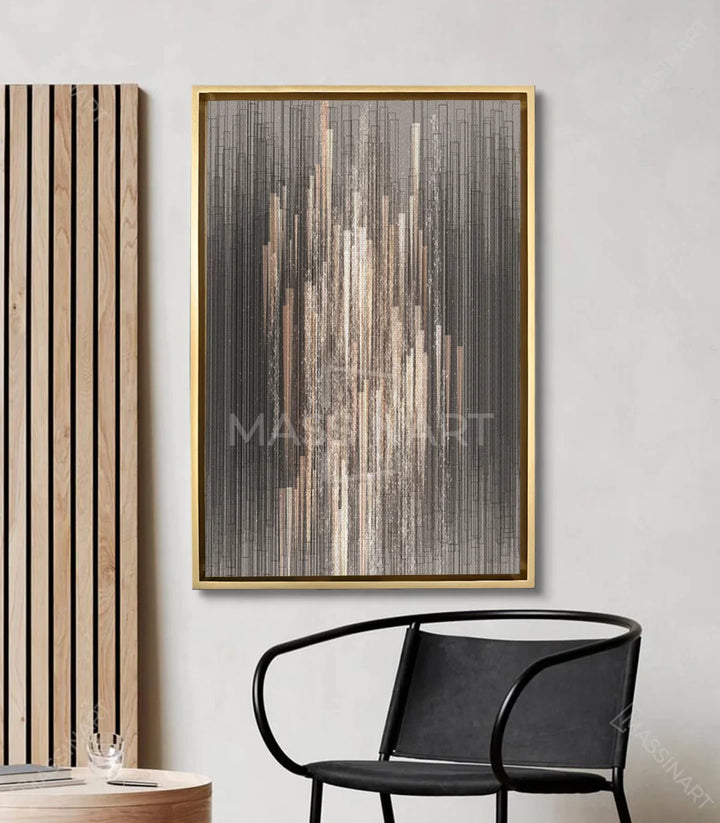 Mise en situation Tableau Futuristic Lines décoration salon moderne Massinart