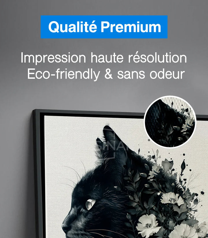 Mise en situation Tableau Feline Blossom chambre décoration Massinart