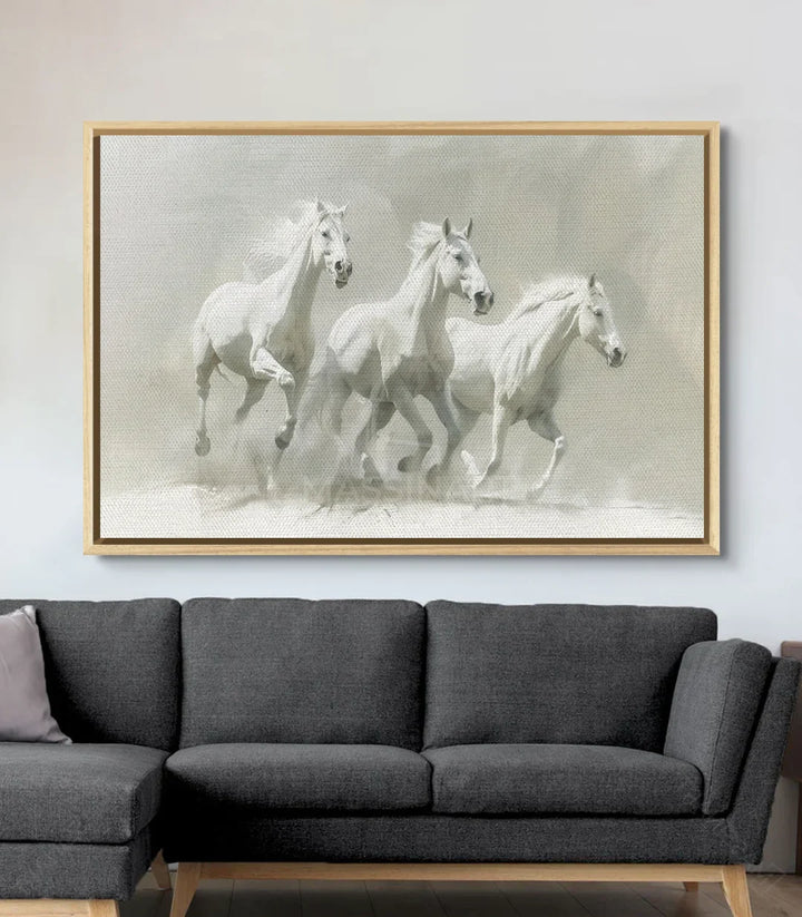 Mise en situation salon moderne Gentle Souls chevaux Massinart
