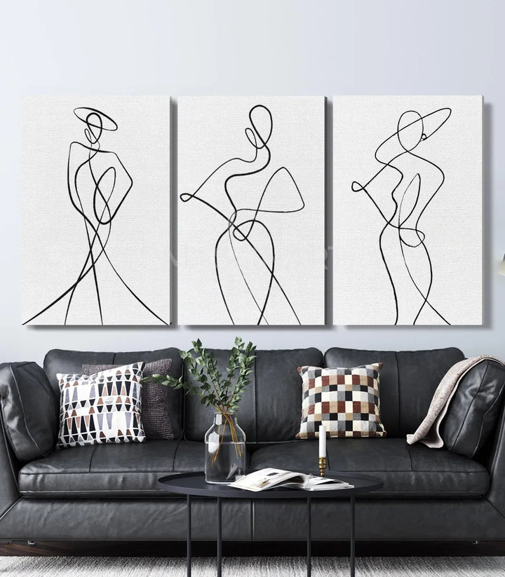 Tableau silhouette femme triptyque détail cadre noir Massinart