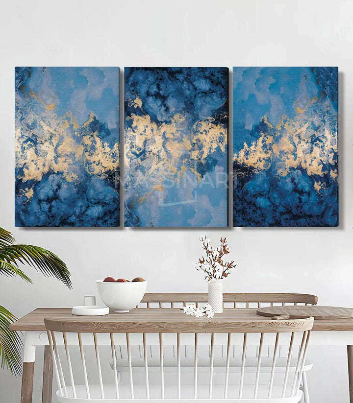 Tableau paysage forestier abstrait triptyque décoration intérieur élégant — Massinart