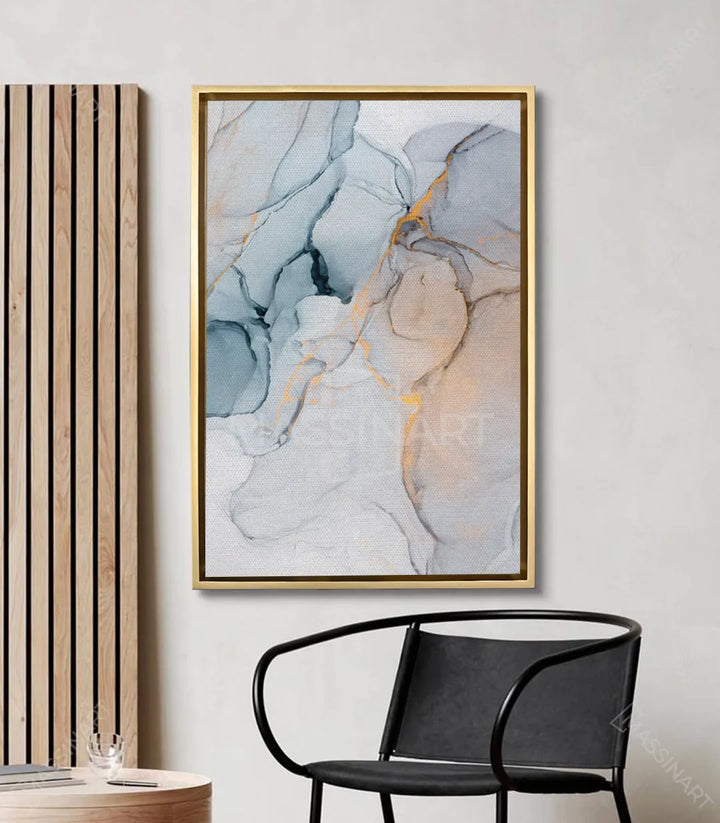 Tableau Ocean Marble mise en situation salon moderne Massinart
