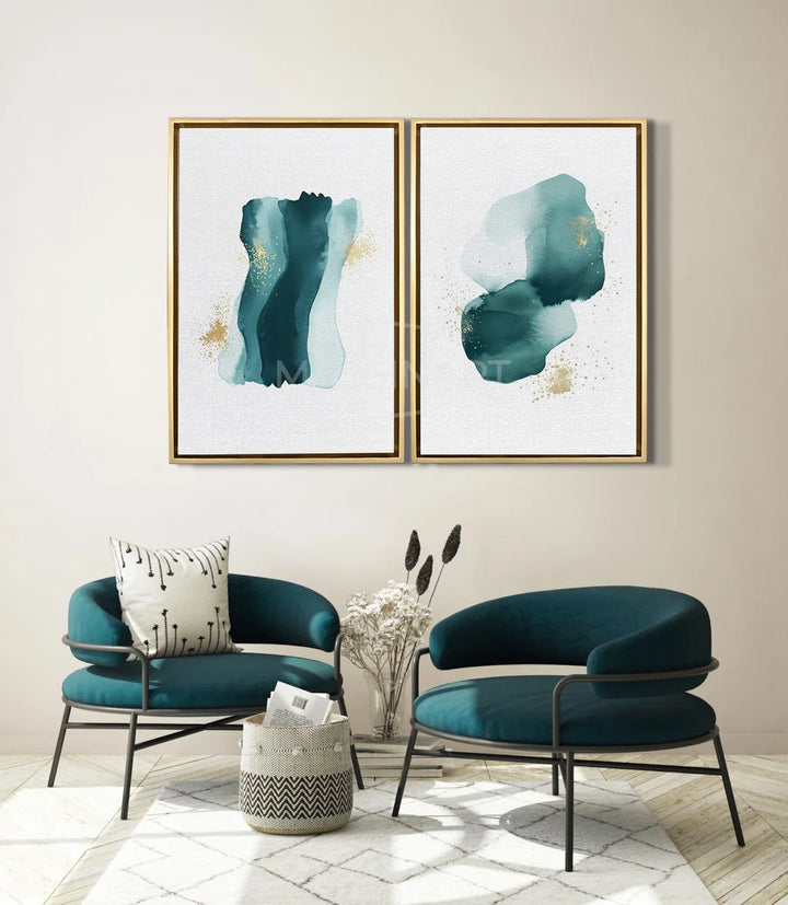 Mise en situation salon moderne diptyque Verde Massinart