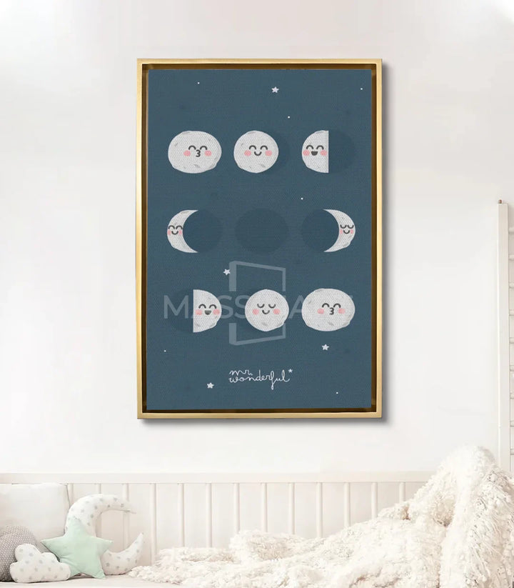 Tableau phases de lune enfant Massinart — mise en situation chambre bébé