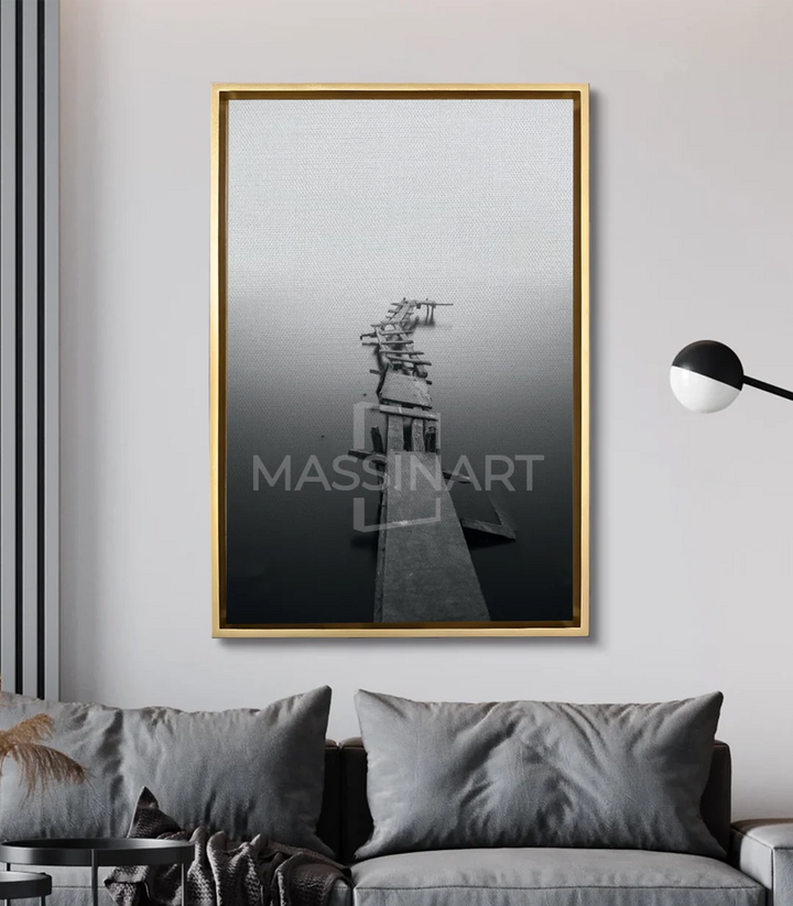 Tableau Shattered Bridge mise en situation salon moderne gris Massinart