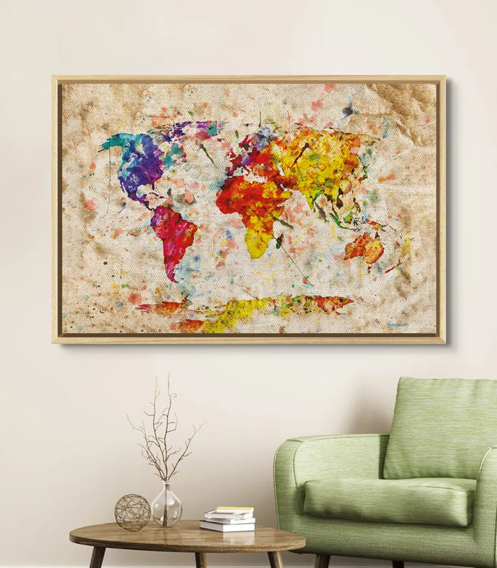 Décoration intérieur bureau Carte du Monde Colorée Massinart