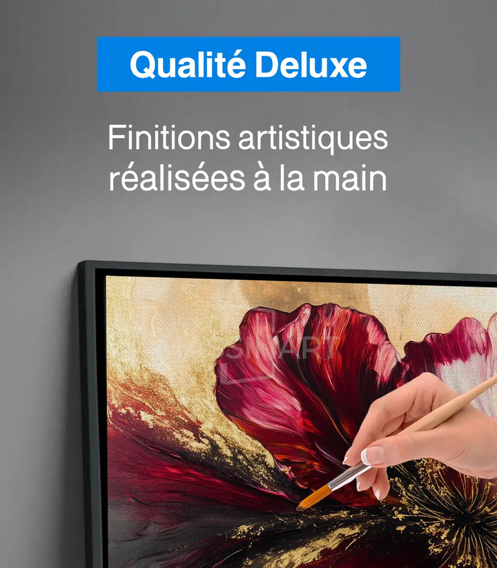 Ambiance salon avec tableau fleur abstraite Massinart