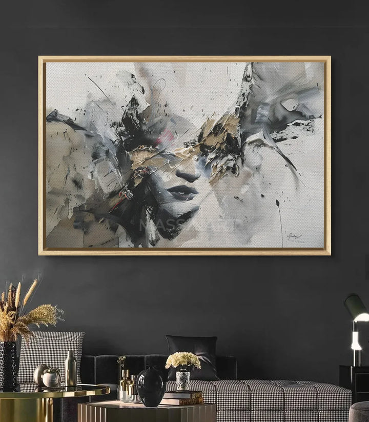 Tableau portrait abstrait décoration intérieur design épuré - Massinart
