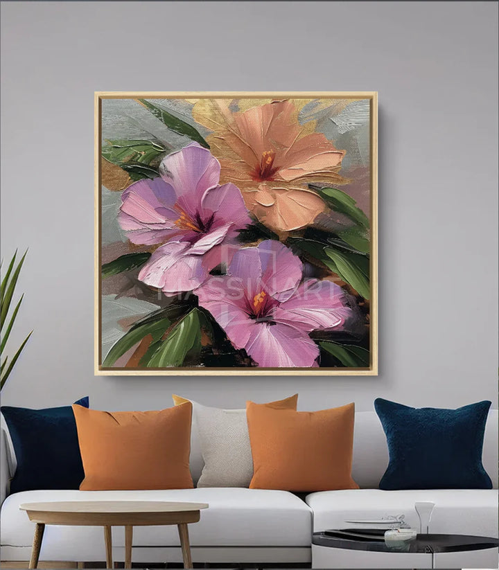 Tableau Blushing Petals Massinart — décoration intérieur séjour contemporain