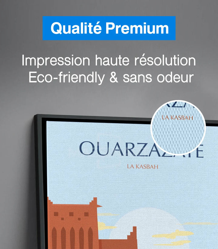 Affiche minimaliste Ouarzazate avec détails architecturaux — Massinart