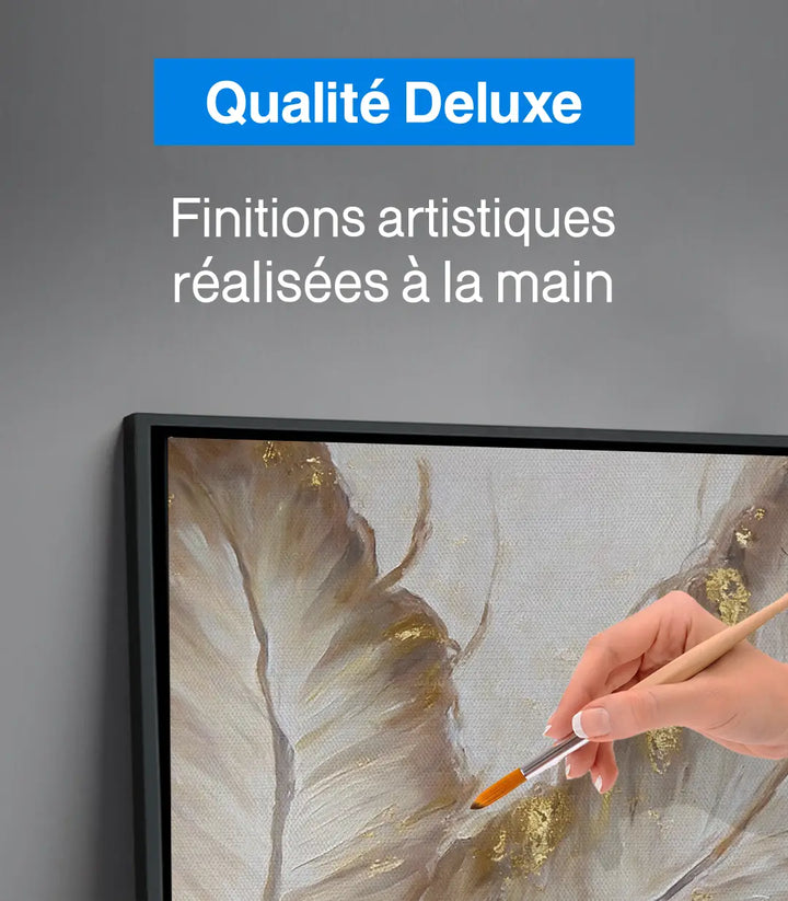 Tableau Ivory Feathers détail plumes avec accents or