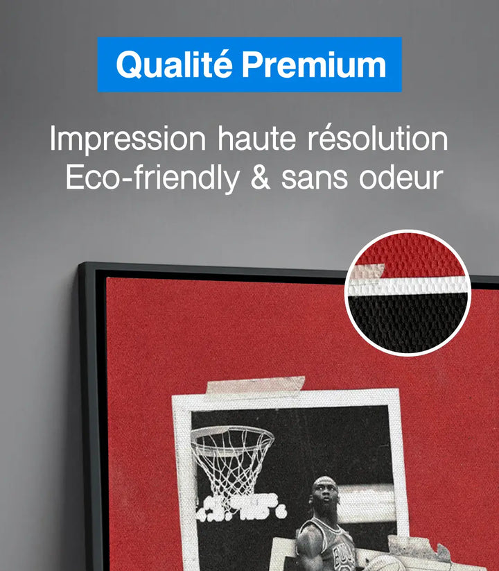 Tableau basketball legend, style pop-art avec photographie noir blanc, Massinart