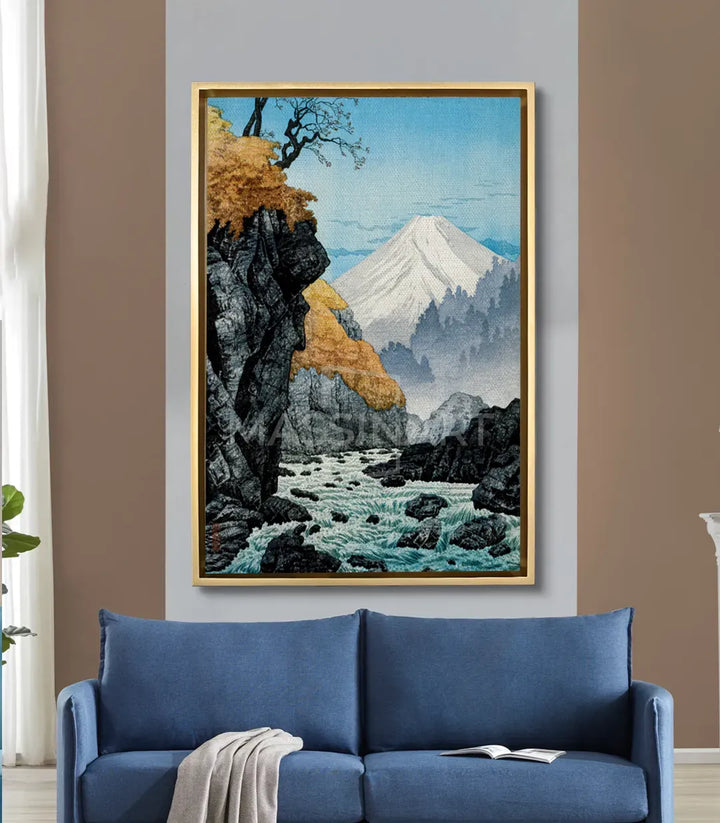 Mise en situation salon moderne River Serenity décoration murale Massinart