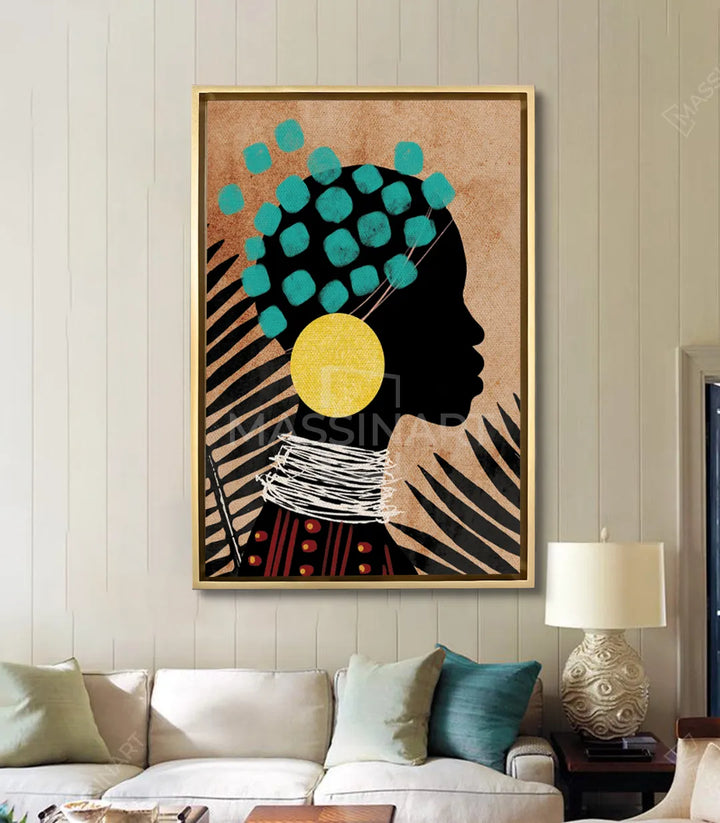 Tableau African Queen mise en situation salon moderne Massinart