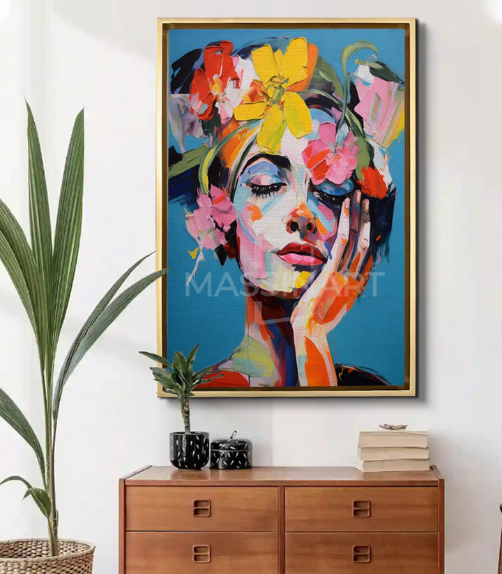 Tableau Dreamy Blossom mise en situation décoration salon moderne Massinart
