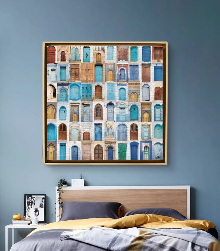 Tableau Moroccan Doors — portes traditionnelles médina Maroc Massinart