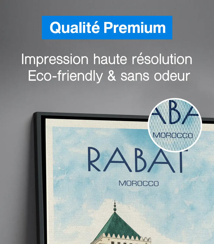 Variante décoration — affiche Rabat vintage cadre noir mur clair, Massinart