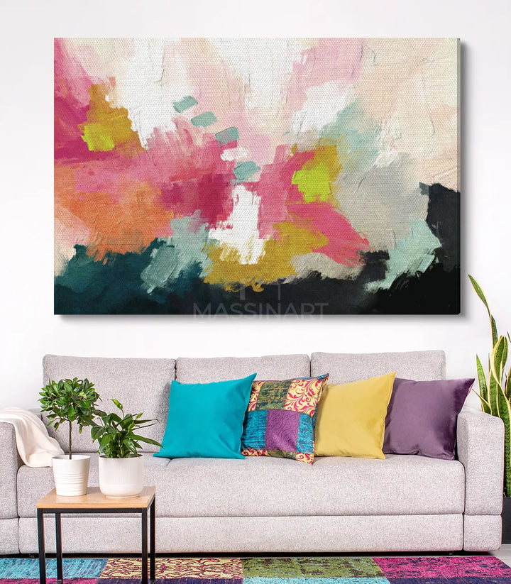 Tableau Sympathy détail des touches expressionnistes colorées - Massinart
