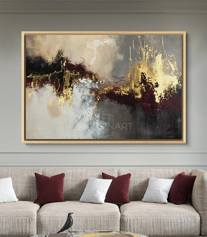 Décoration intérieur moderne Ember Cascade avec coussins bordeaux — Massinart