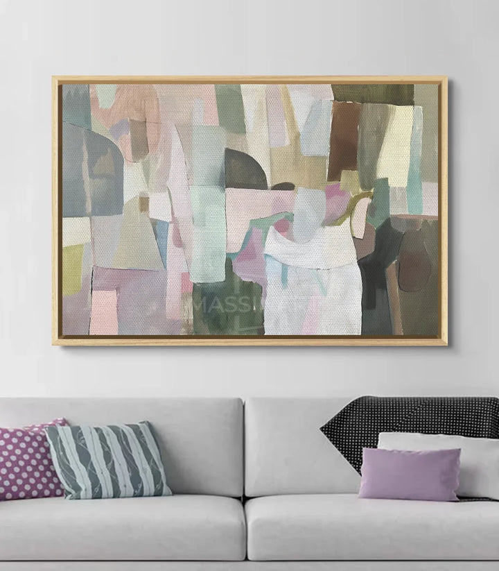 Détail composition abstraite minimaliste avec formes géométriques pastel — Massinart