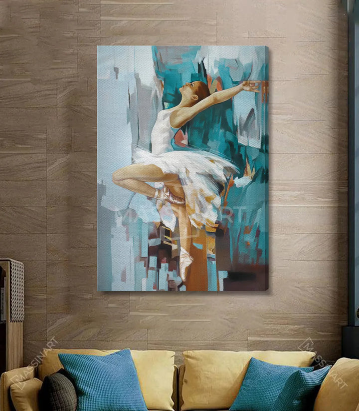 Décoration chambre, tableau ballerine expressionniste fond bleu Massinart