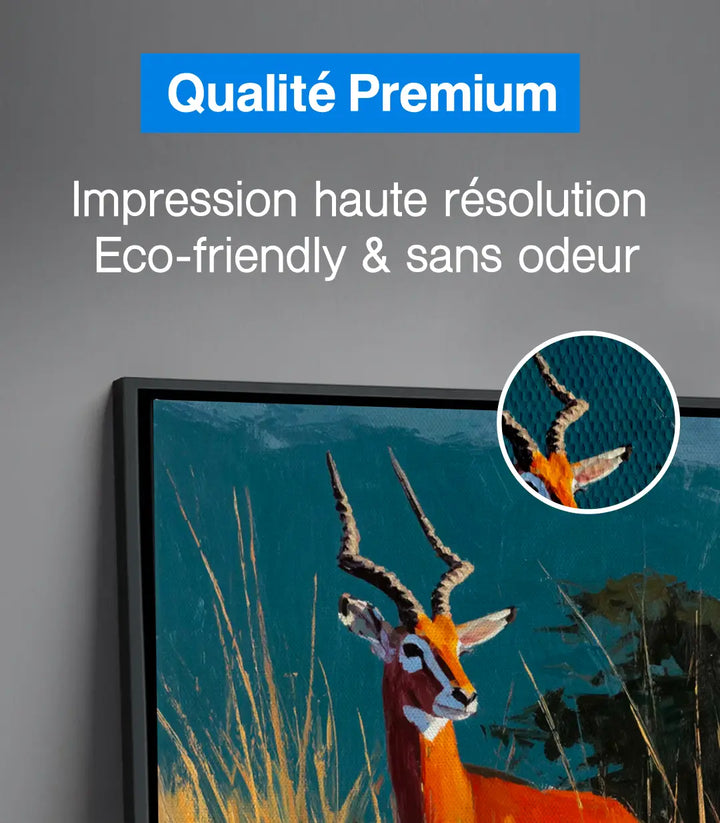 Détail texture herbes dorées tableau savane, qualité premium Massinart