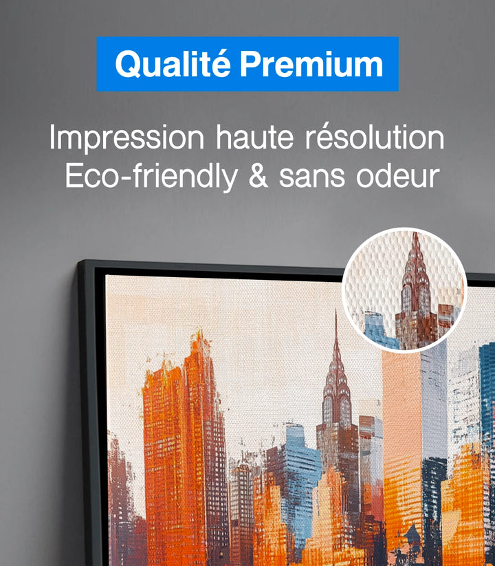 Tableau paysage ville vertical — harmonie couleurs chaudes froides Massinart