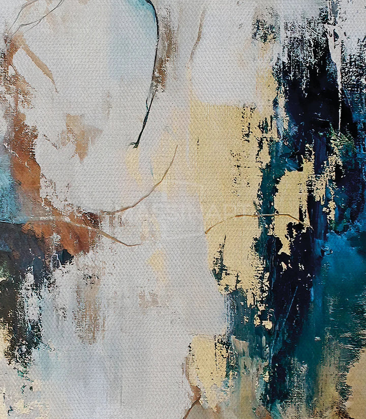 Ambiance salon marocain, tableau minimaliste bleu Massinart