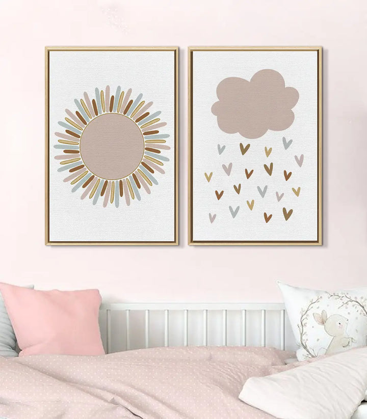 Mise en situation Sunny Hug diptyque chambre fille rose et blanc — Massinart