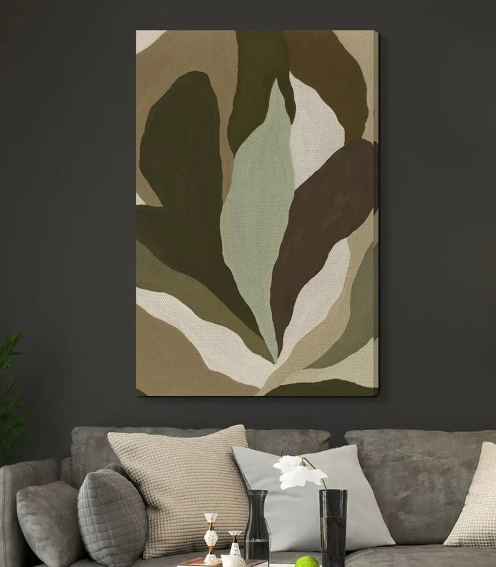Détail peinture - Tableau formes fluides marron taupe beige Massinart