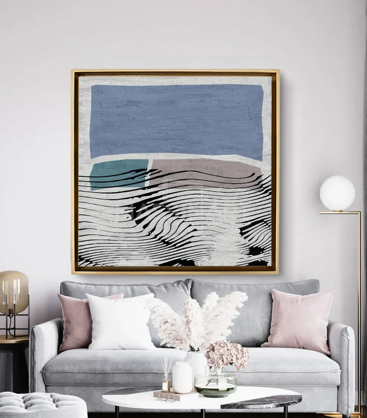Tableau Empathy mis en situation salon moderne gris et blanc Massinart