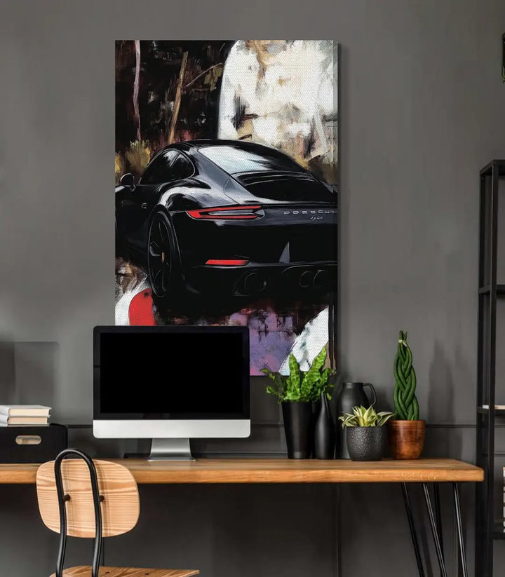 Tableau automobile luxe Porsche, style contemporain salon moderne Massinart