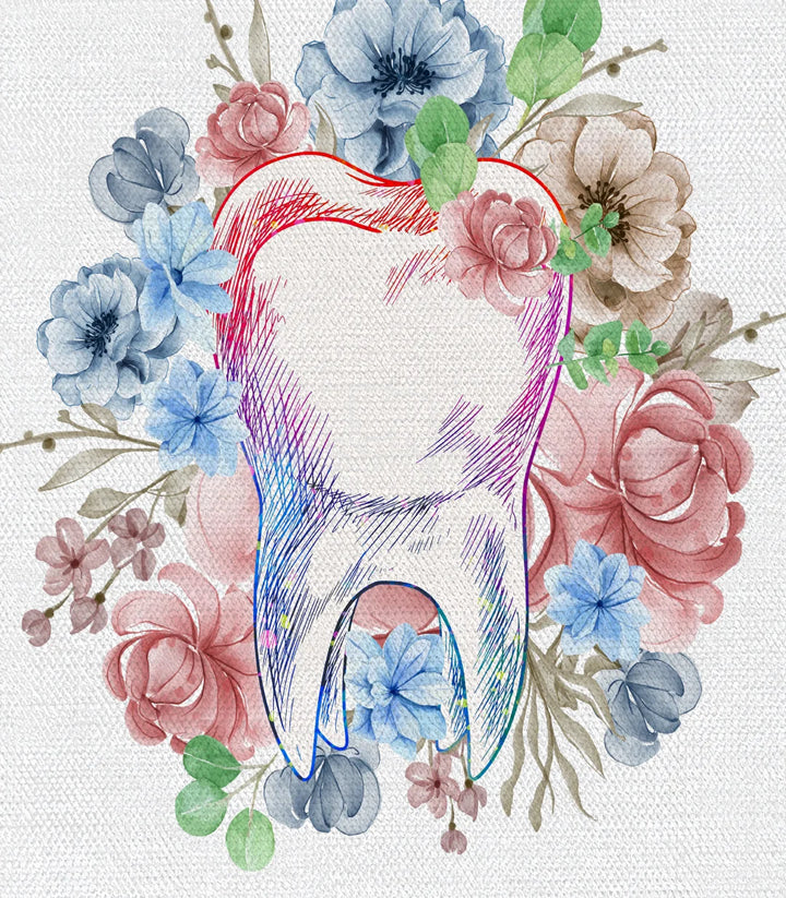 Détail aquarelle florale dent Root Bloom Massinart