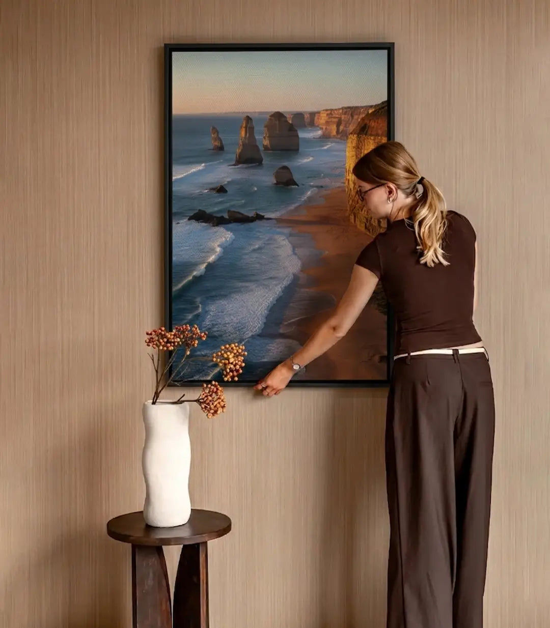 Tableau Sea Stacks mise en situation salon moderne Massinart