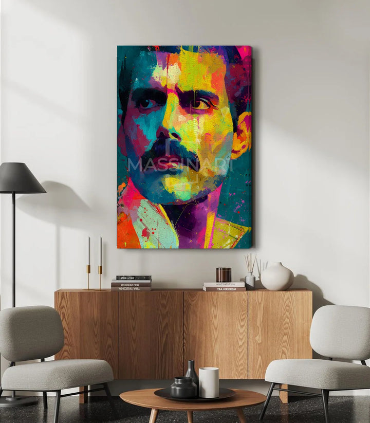 Tableau pop art portrait homme mur salon — cadre noir — Massinart
