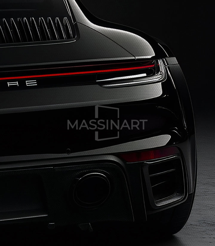 Tableau logo Porsche emblématique noir fond Massinart