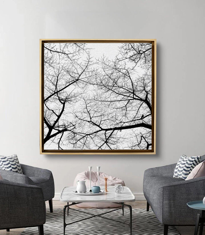 Mise en situation salon moderne — Tableau Branches Fade Massinart décoration murale