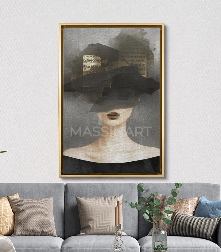 Tableau Mystique mise en situation salon moderne gris Massinart