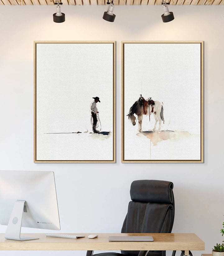 Décoration intérieur bureau - Tableaux Western Bond cadres noirs Massinart