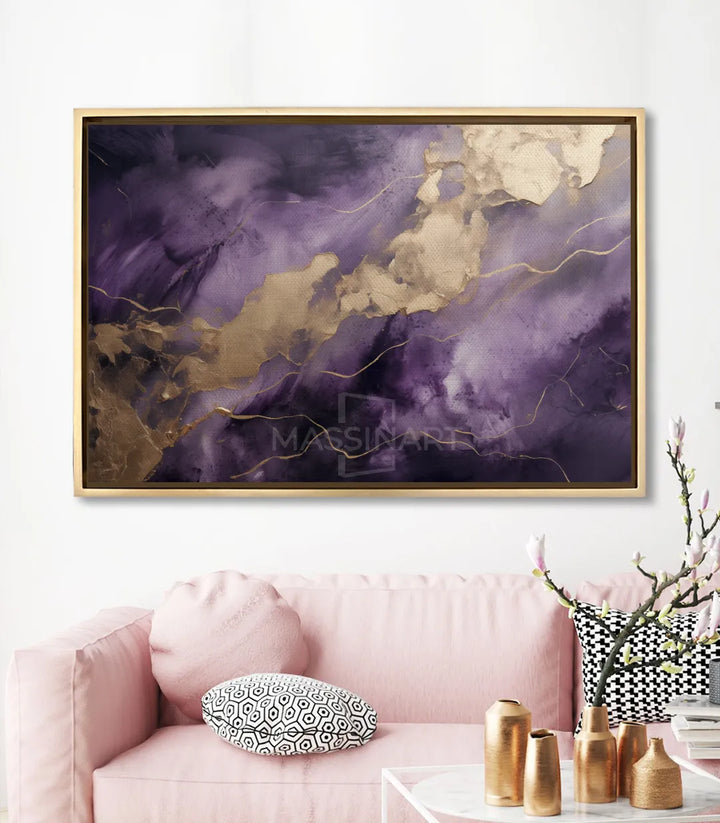 Tableau Royal Elegance mise en situation salon moderne rose Massinart