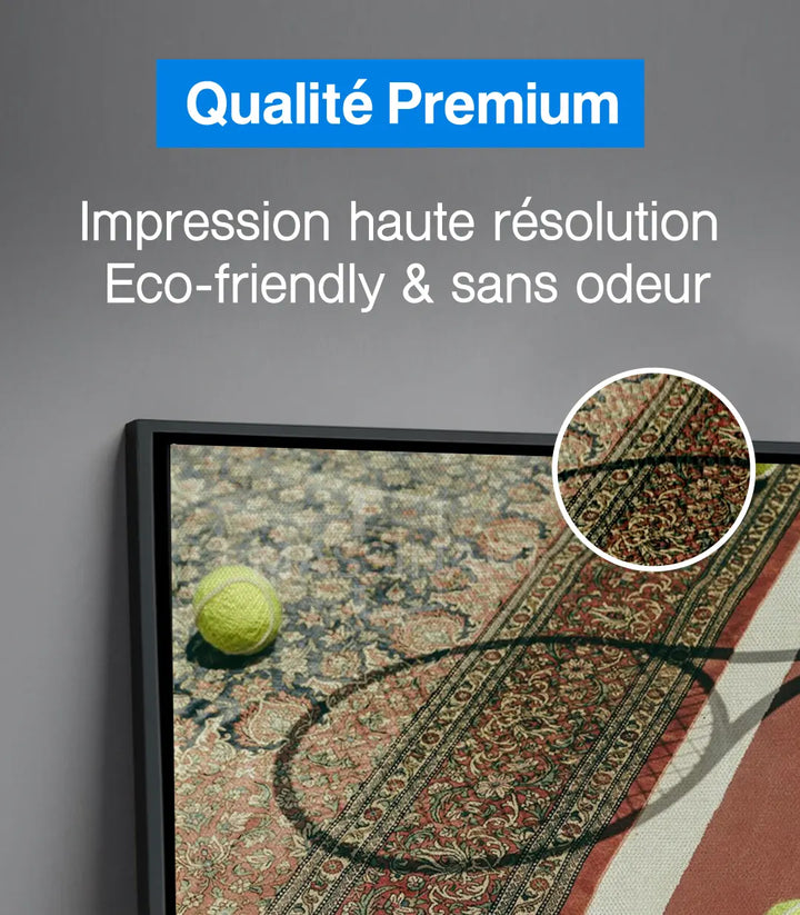 Tableau Tennis Tapis Massinart — emballage livraison prêt à accrocher