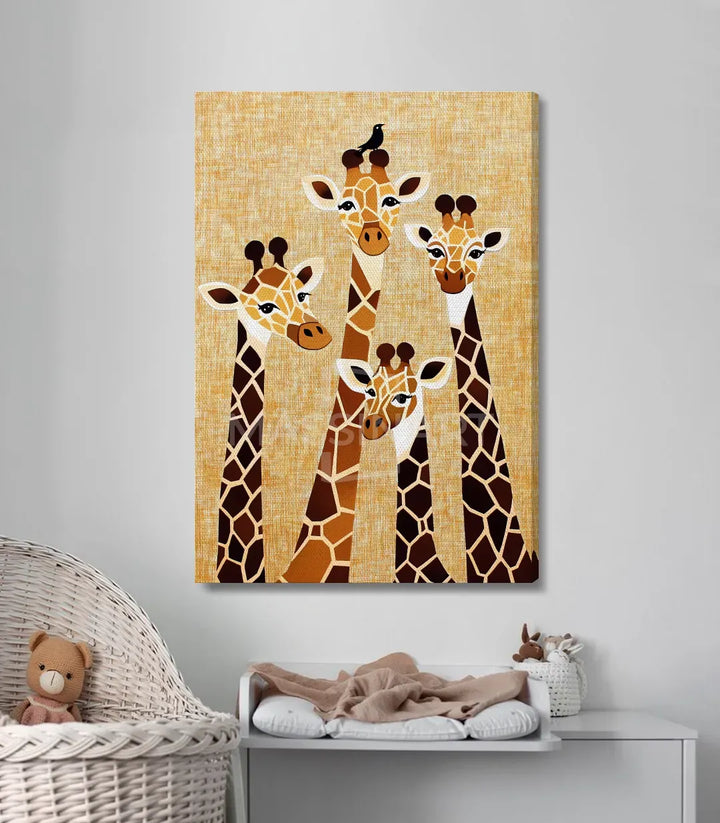 Tableau Giraffes Massinart — mise en situation chambre fille