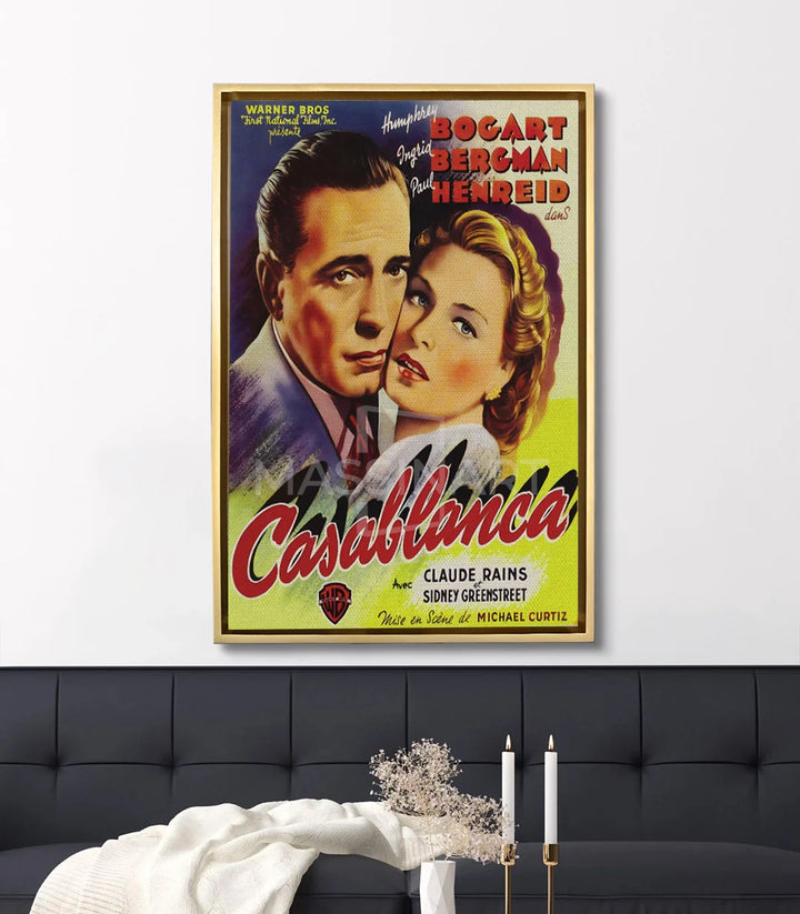 Tableau affiche film Casablanca mise en situation salon moderne Massinart